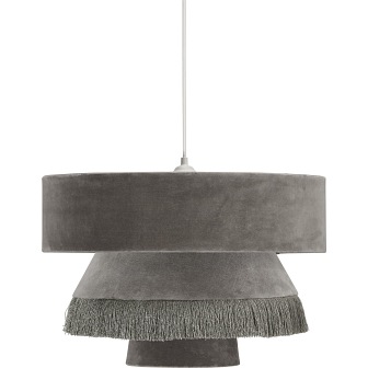 Lampa abażurowa retro Alexis aksamit szara